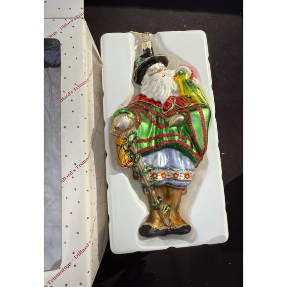 Large 7" Hand Blown Glass Santa Ornament Trimsetter By Dillards Made in Poland - Picture 1 of 11
